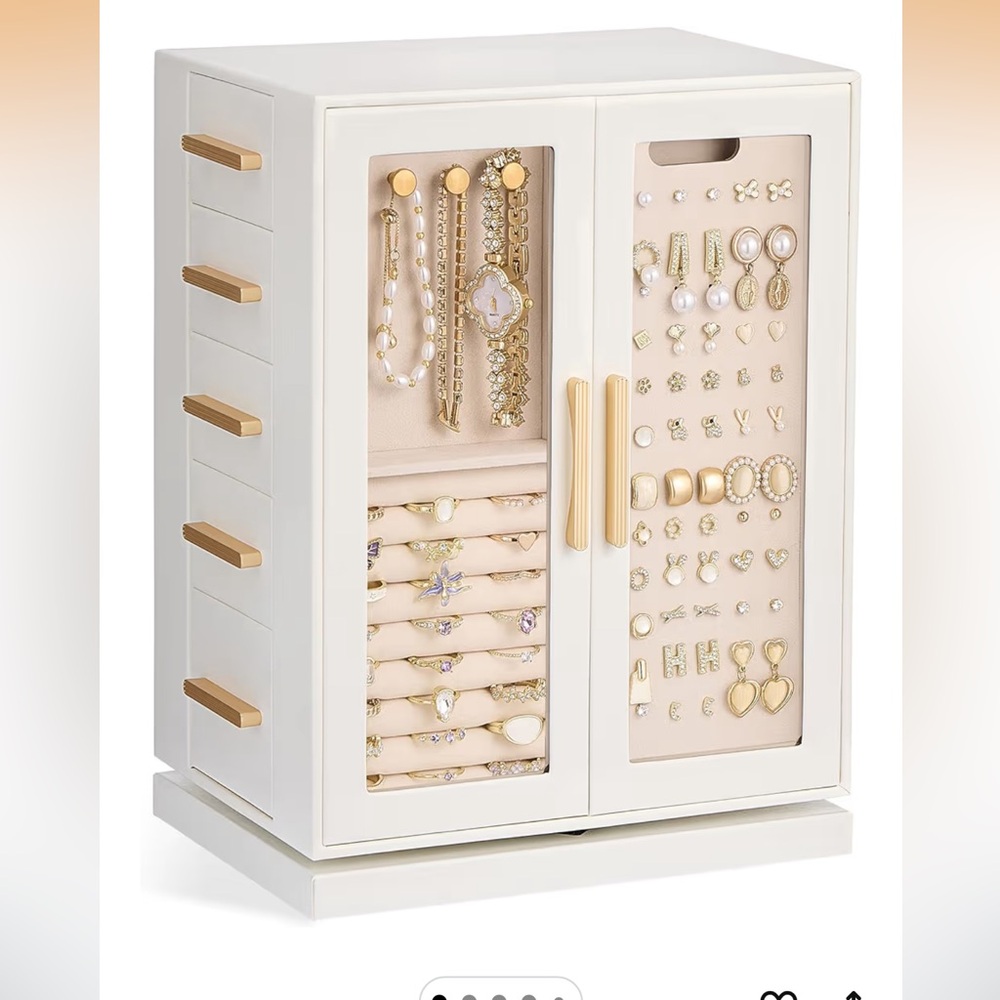 Rotating 360° Jewelry Box, Clear Window Jewellery Storage for Earrings Bracelet